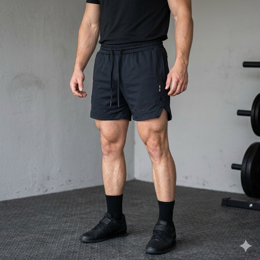 ASRV 0993‎ AeroSilver 5" Linerless Short Mens Medium Black Gym Activewear